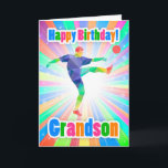 Grandson Soccer Player Geburtstag farbenfroh Abstr Karte<br><div class="desc">Eine helle Geburtstagskarte für Ihren Liebsten,  mit Fußball- und Fußball-Spieler und vielen fab hellen Farben,  modern und stilvoll mit abstrakten Formen.</div>