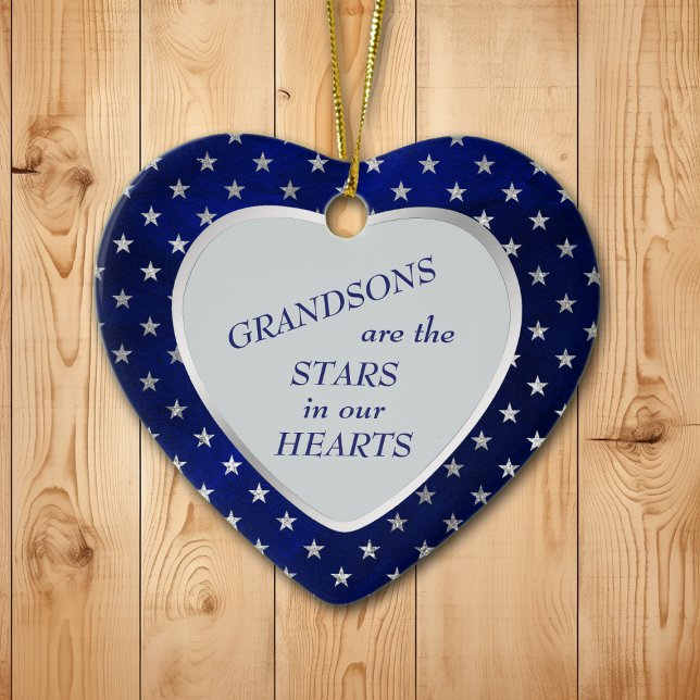 Grandson Star Heart Keepake Keramik Ornament (Von Creator hochgeladen)