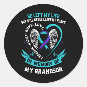 Grandson Suicide Awareness Prevention Memorial Gra Runder Aufkleber