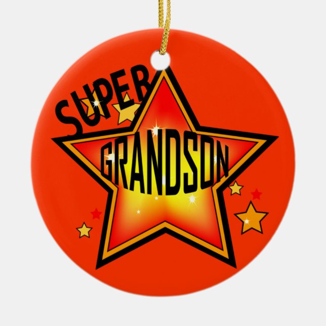 Grandson Super Star Weihnachtsdekoration Keramikornament (Vorne)