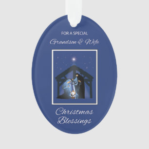Grandson und Ehefrau Weihnachten Segen Manger Ornament