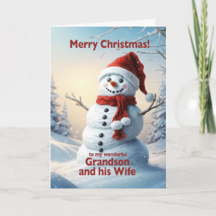 Grandson und seine Ehefrau Weihnachtsschneemann Feiertagskarte