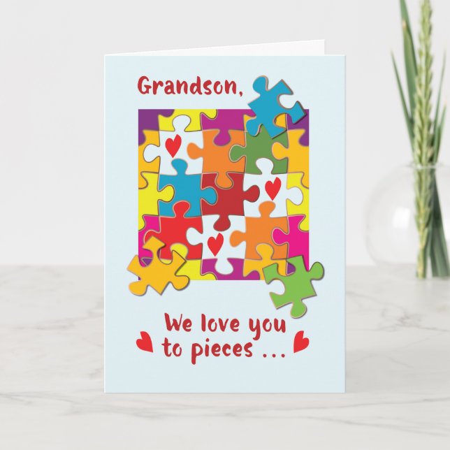 Grandson Valentine Puzzle Liebe bis zum Stuhl Karte (Vorderseite)