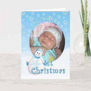 Grandsons 1. Weihnachts-Snowman-Foto Gruß Feiertagskarte