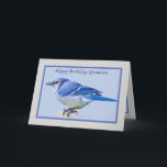 Grandsons Geburtstagskarte mit Blue Jay Bird Karte<br><div class="desc">Dieser schöne blaue Jay sieht friedlich aus mit seinem Wappen,  das normalerweise aufrecht steht und sich gegen den Kopf hinsetzt.  Er macht eine schöne Geburtstagskarte.</div>