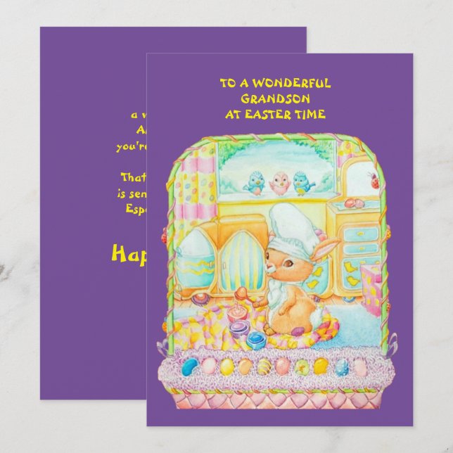Grandsons Osterflache Weihnachtskarte Feiertagskarte (Vorne/Hinten)