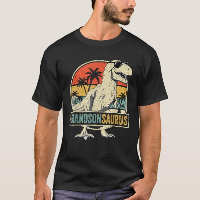 Grandsonsaurus T Rex Dinosaur Grandson Saurus Fami T-Shirt (Vorderseite)