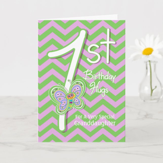 Grandtochter 1. Geburtstag Butterfly Hugs Karte (Kleine Pflanze)