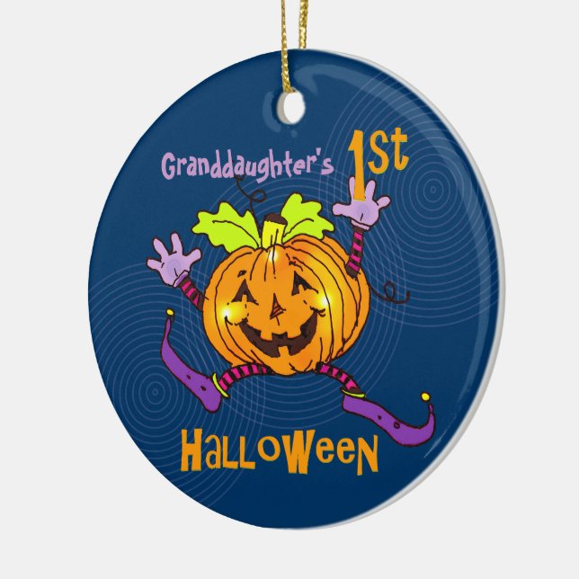 Grandtochter 1. Halloween Happy Pumpkin Keramikornament (Links)
