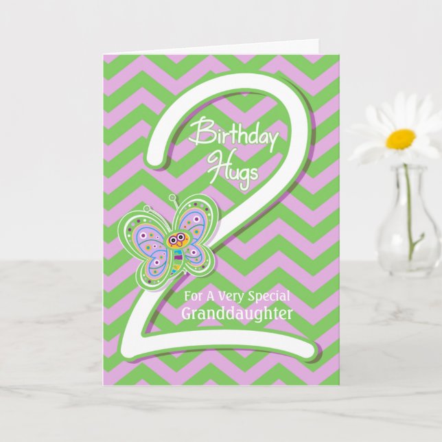 Grandtochter 2. Geburtstag Butterfly Hugs Karte (Kleine Pflanze)