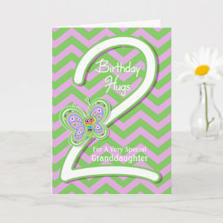 Grandtochter 2. Geburtstag Butterfly Hugs Karte