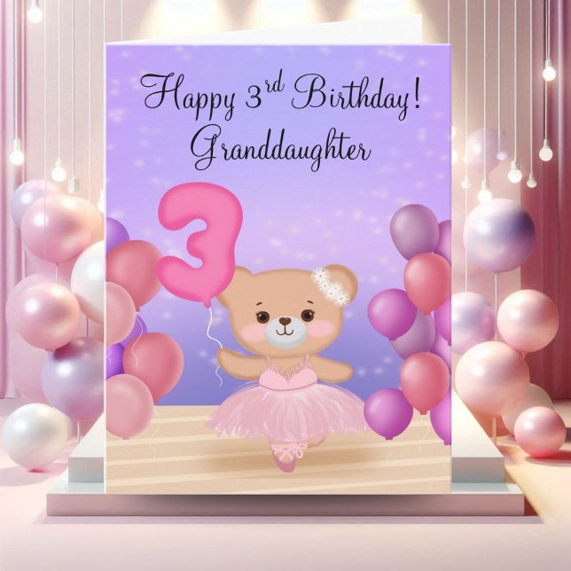 Grandtochter 3. Geburtstag Teddy Bear Ballerina Karte (Von Creator hochgeladen)