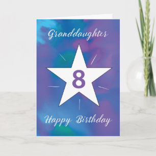 Grandtochter 8. Geburtstag White Shining Star Karte