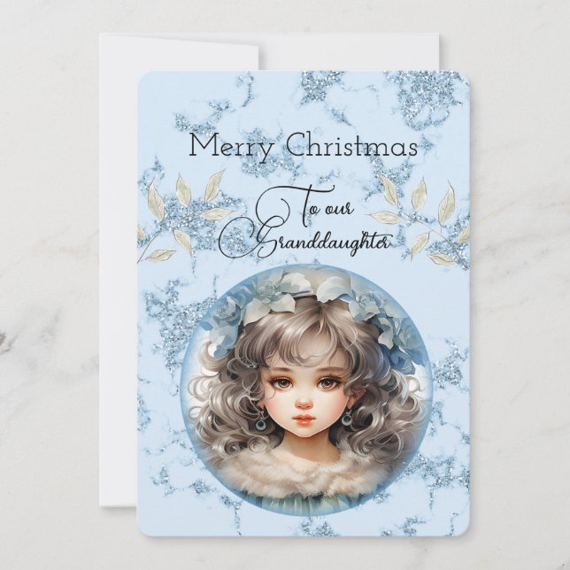 Grandtochter Blonde Hahaar Weihnachtswünsche für M (Vorderseite)