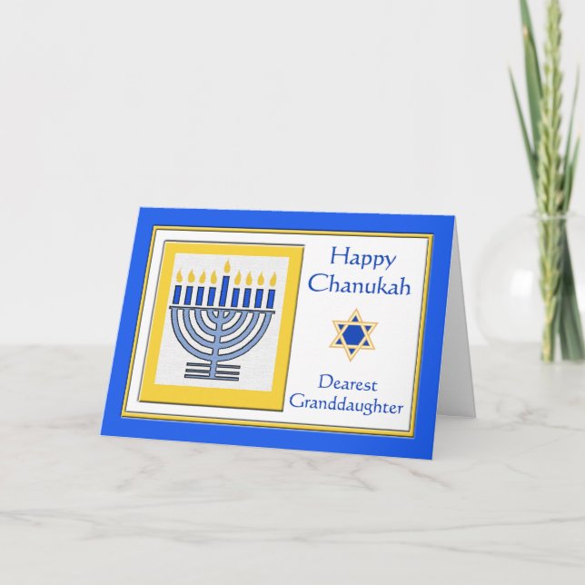Grandtochter Chanukah Contemporary Menorah Karte (Vorderseite)