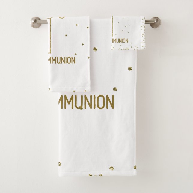 Grandtochter Erste heilige Kommunion Gold Look Cro Badhandtuch Set (Insitu)