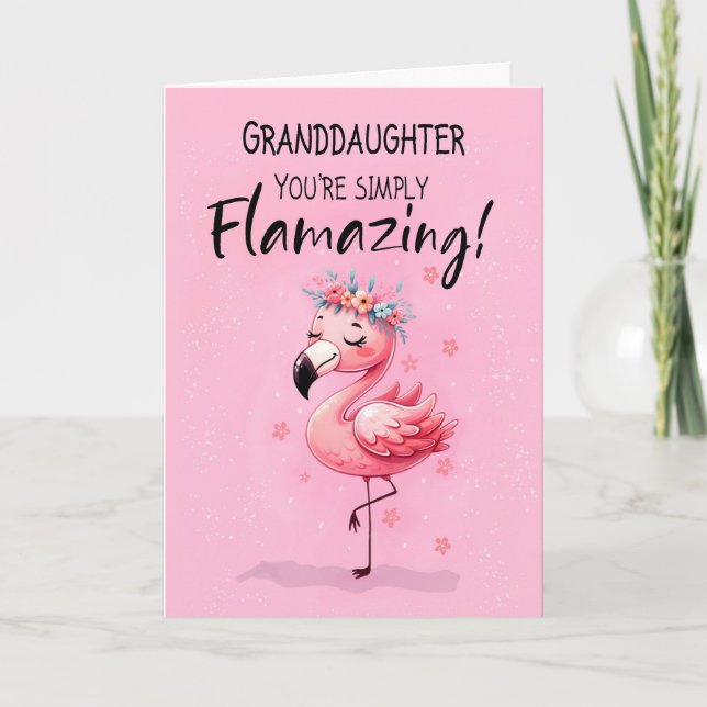 Grandtochter Geburtstag mit Flamingo Fabulous Fun Karte (Vorderseite)