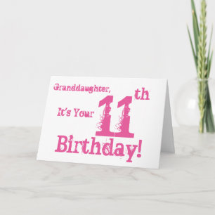 Grandtochter hat 11. Geburtstag in Rosa. Karte