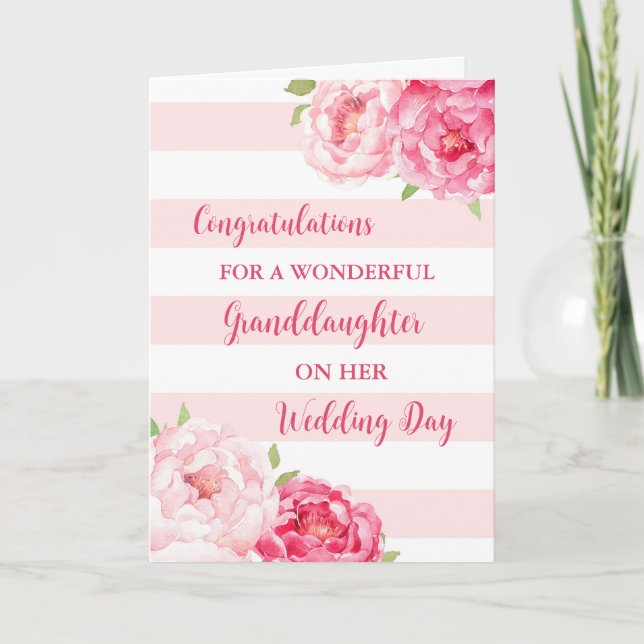 Grandtochter Hochzeitstag Herzlichen Glückwunsch Karte (Vorderseite)