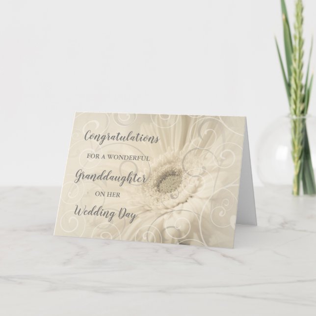 Grandtochter Hochzeitstag Herzlichen Glückwunsch Karte (Vorderseite)