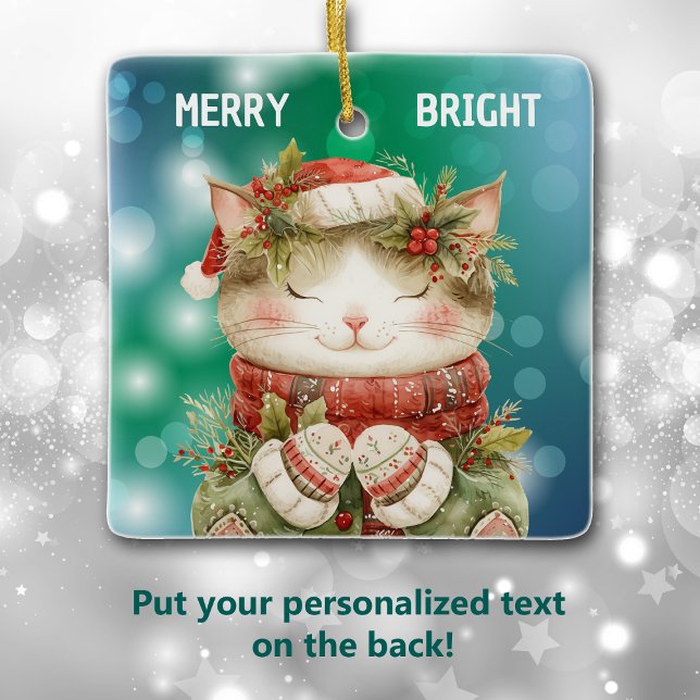 Grandtochter Holly Kitty Cat Weihnachten Keramikornament (Von Creator hochgeladen)