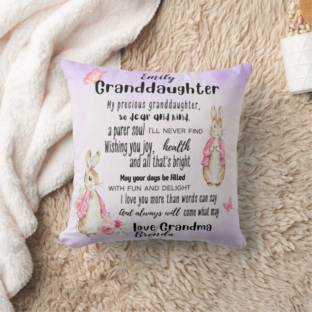 Grandtochter-Lieben Rabbit Custom Gedicht Name hin Kissen (Decke)