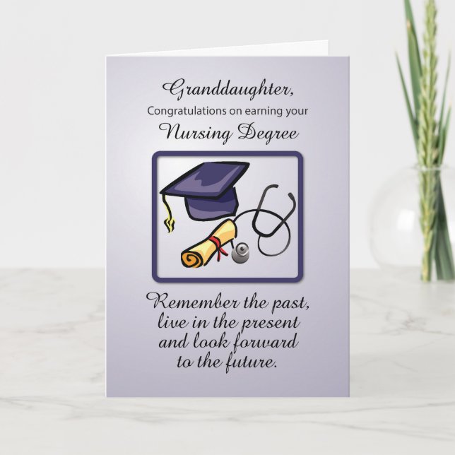 Grandtochter Nursing Degree Abschluss Blue Gray Karte (Vorderseite)