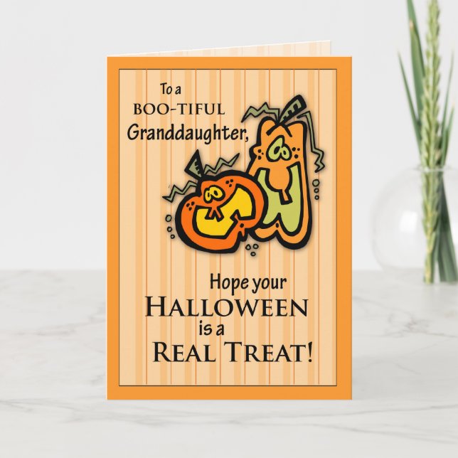 Grandtochter Pumpkins Halloween Karte (Vorderseite)