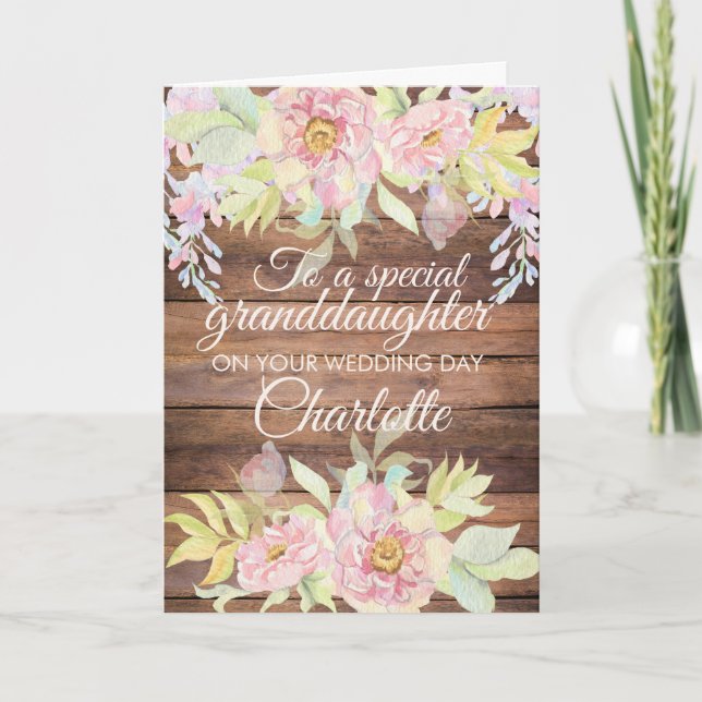 Grandtochter Rustic Wedding Herzlichen Glückwunsch Karte (Vorderseite)