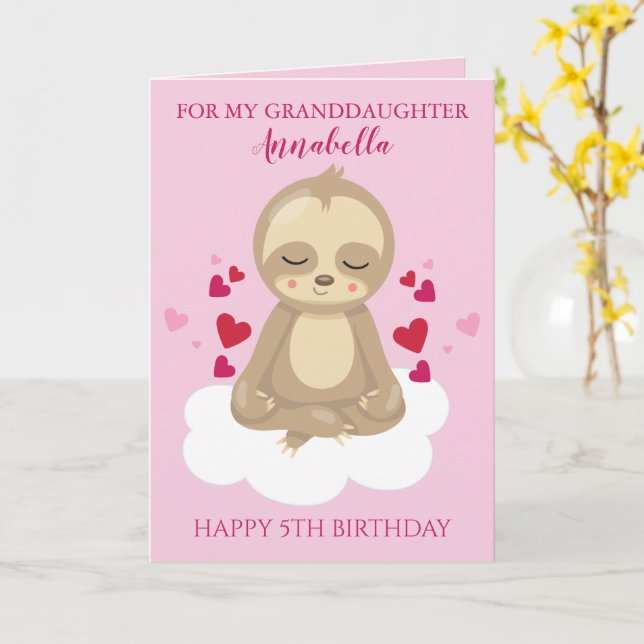 Grandtochter Sloth Birthday Karte (Gelbe Blume)