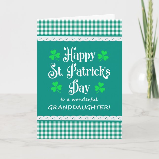 Grandtochter St Patrick's Kleeblatts Grüne Karos Karte (Vorderseite)
