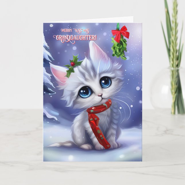 Grandtochter Weihnachten Urlaub Niedlich Katze Mis Karte (Vorderseite)