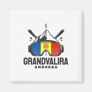 Grandvalira Andorra Ski Resort Retro Skifahren Magnet