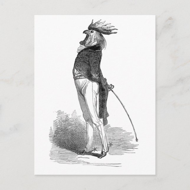 Grandville anthropomorphe Hahn-Postkarte Postkarte (Vorderseite)