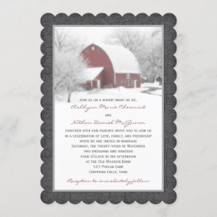 Grange rouge dans le faire-part de mariage 2