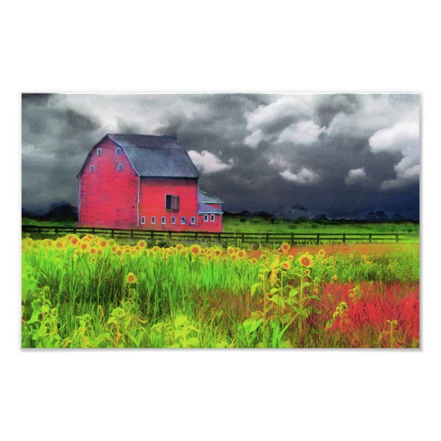 Grange rouge, photographie de la nature, décoratio (Devant)