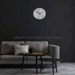 Granit Black Runde Wanduhr
