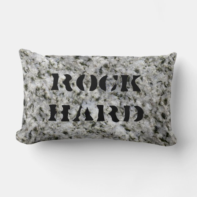 Granit-Felsen-stark Weiß mit Text Lendenkissen (Vorderseite)