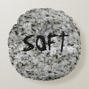 Granit-Felsen-Weiß mit Text Rundes Kissen