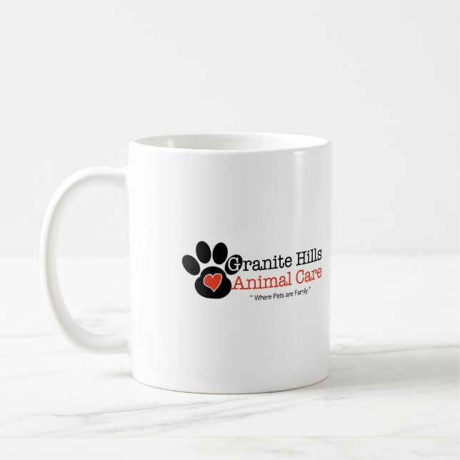 Granit-Hügel-Tierpflege-Logo-Tasse Kaffeetasse (Links)
