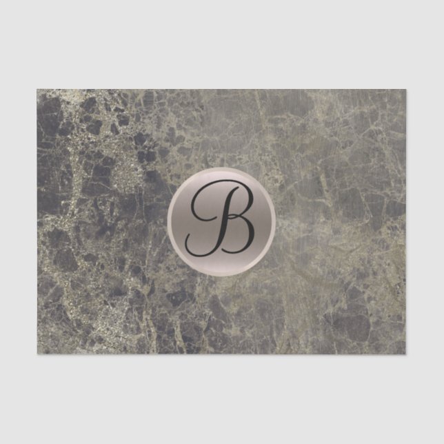 Granit Marmor Glam Monogramm Buchstabe Initial Seidenpapier (Vorderseite)