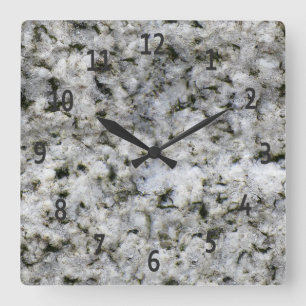 Granit Rock White mit schwarzen Ziffern Quadratische Wanduhr