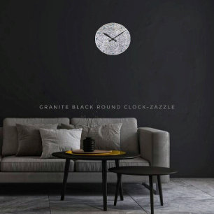 Granit-Schwarz Runde Wanduhr