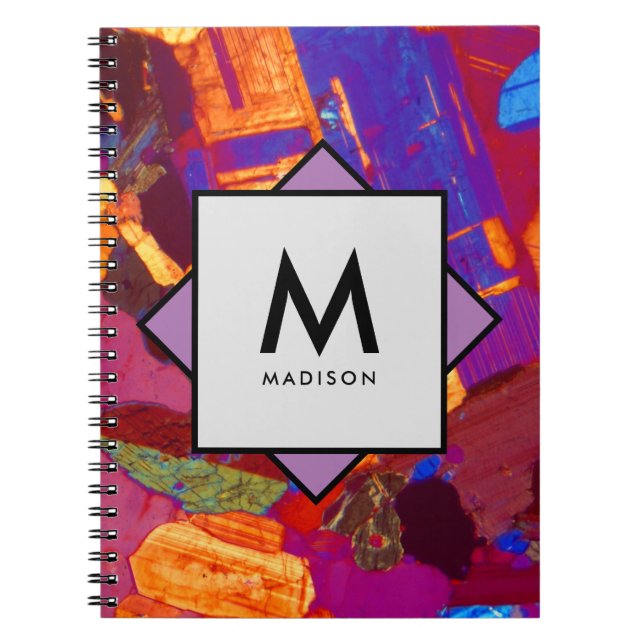 Granitdünner Abschnitt mit Name und Monogramm Notizblock (Vorderseite)