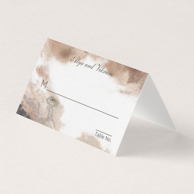 Granite & Gold Wedding Gästekarte (Vorderseite)