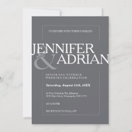 Granite Gray Moderne Minimal Einfache Hochzeit Ein Einladung