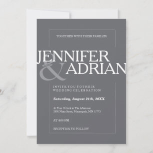 Granite Gray Moderne Minimal Einfache Hochzeit Ein Einladung