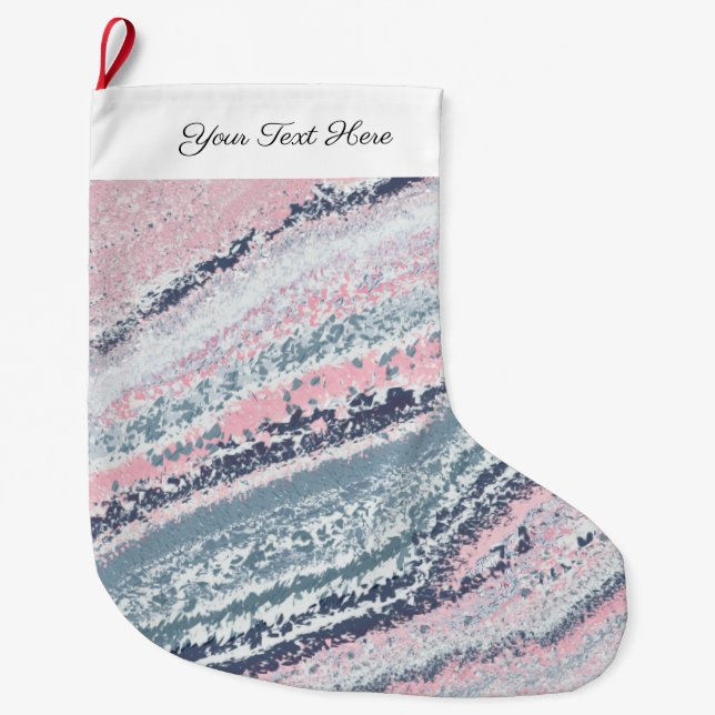 Granite Pink Blue Gray Marmor Slate Agate Stone Großer Weihnachtsstrumpf (Vorderseite)