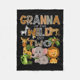 Granna der wilden und zwei Zoo Safari Jungle Gebur Fleecedecke