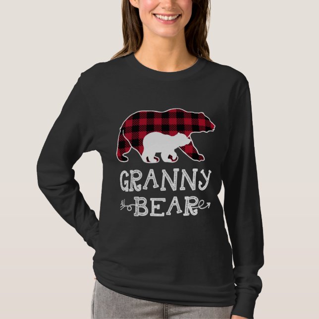 Granny Bear Christmas Pajama Red Kariert Buffalo F T-Shirt (Vorderseite)